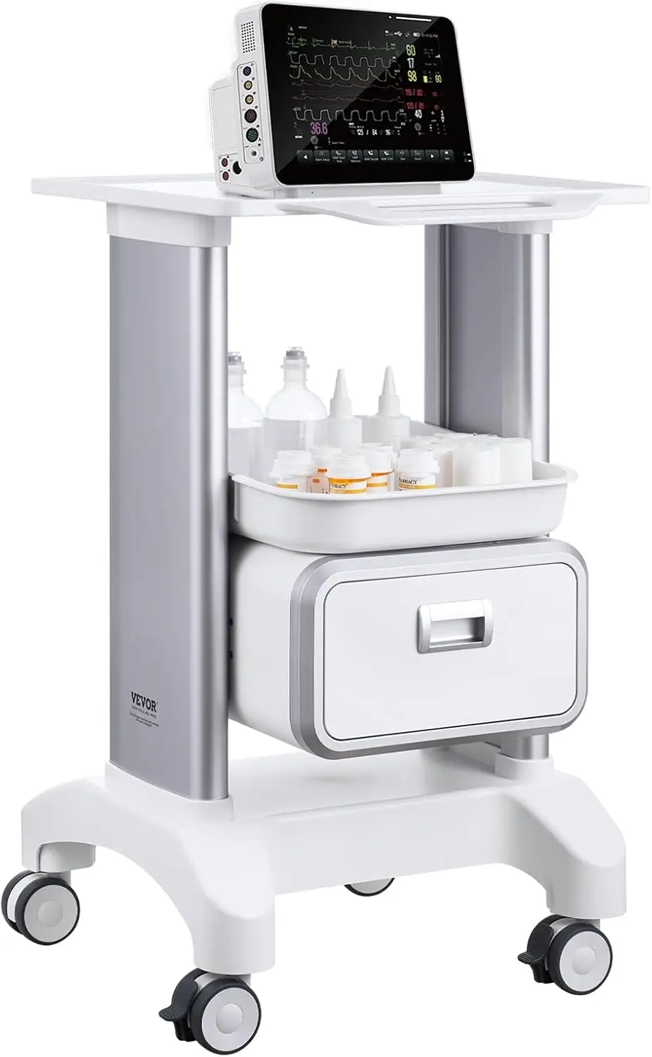 Medical Lab Ultrasound - 取り外し可能な引き出し付き医療用トロリー収納カート、超音波検査、歯科医院、研究室、美容院用の車輪付きローリングラボトレイカート