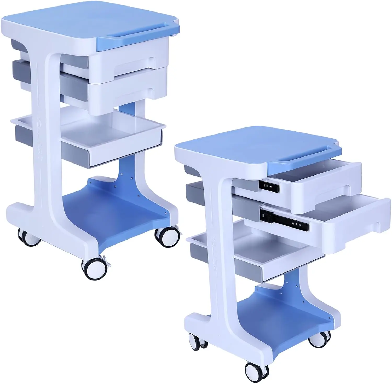 Medical Lab Ultrasound - 3段式医療用ローリングカート（2つの引き出し付き）、最大耐荷重110ポンド、美容サロン用ローリングトロリー、ラボ用超音波機器用