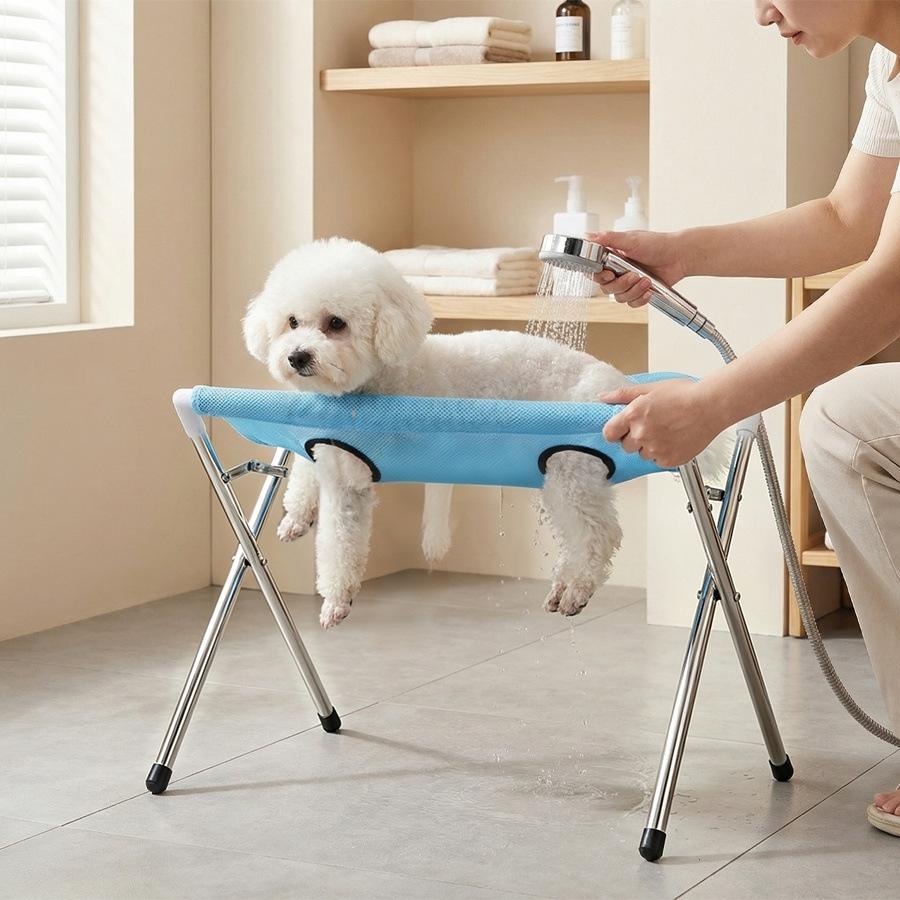通気性のあるメッシュペットバススタンド 折りたたみ式 猫犬用 - Water Bath Laboratory のレビューと価格