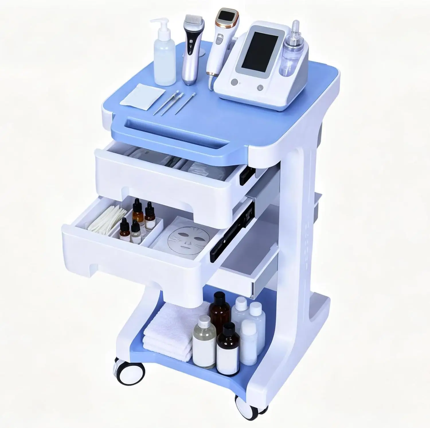 3段式医療用ローリングカート（2つの引き出し付き）、最大耐荷 - Medical Lab Ultrasound のレビューと価格